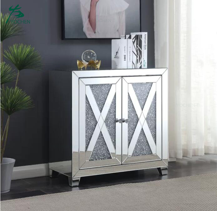Large 3 Drawer Chest White Crushed Diamond Mirrored Bedroom Table Cabinet