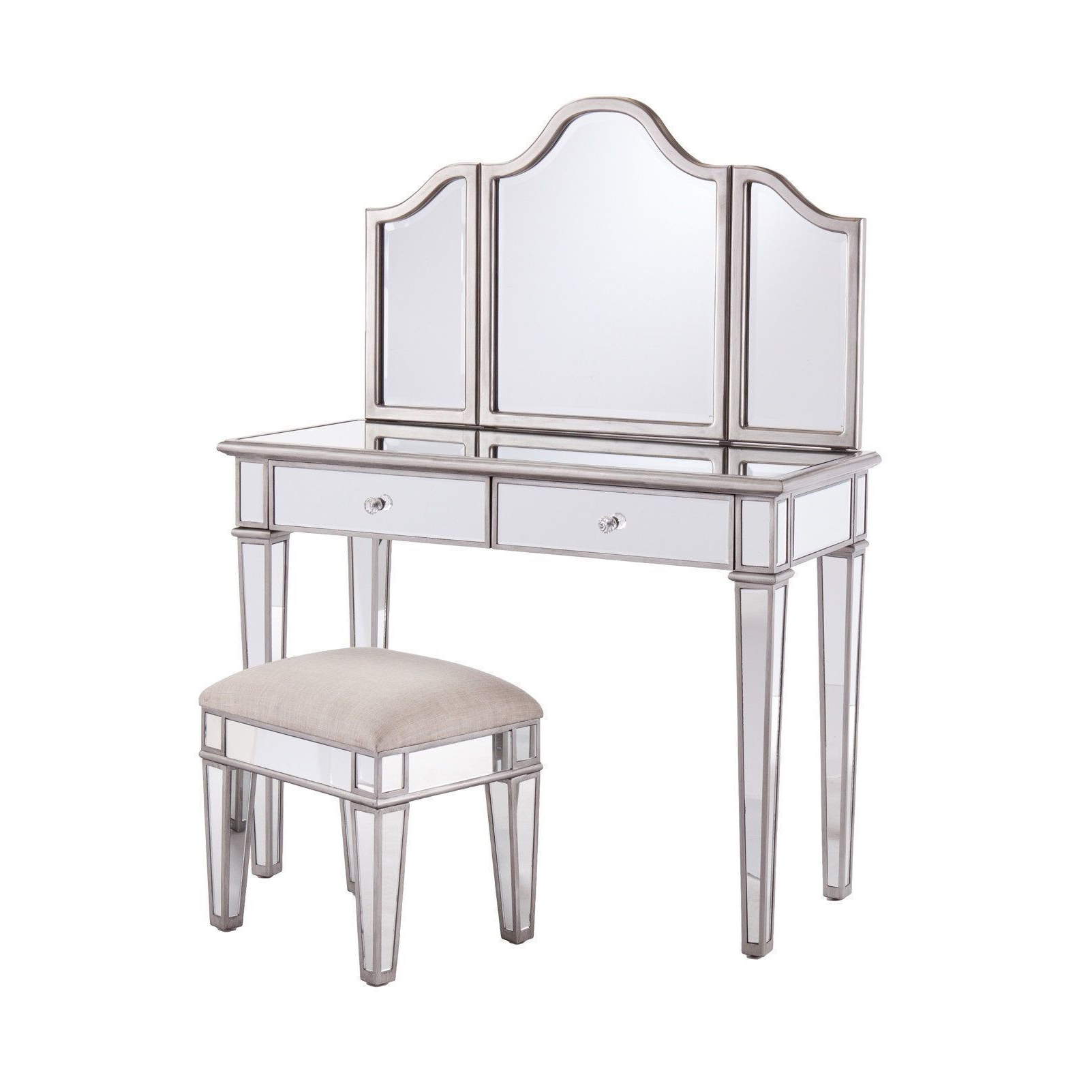 vanity set home goods mirrored dressing table with mirror and stool