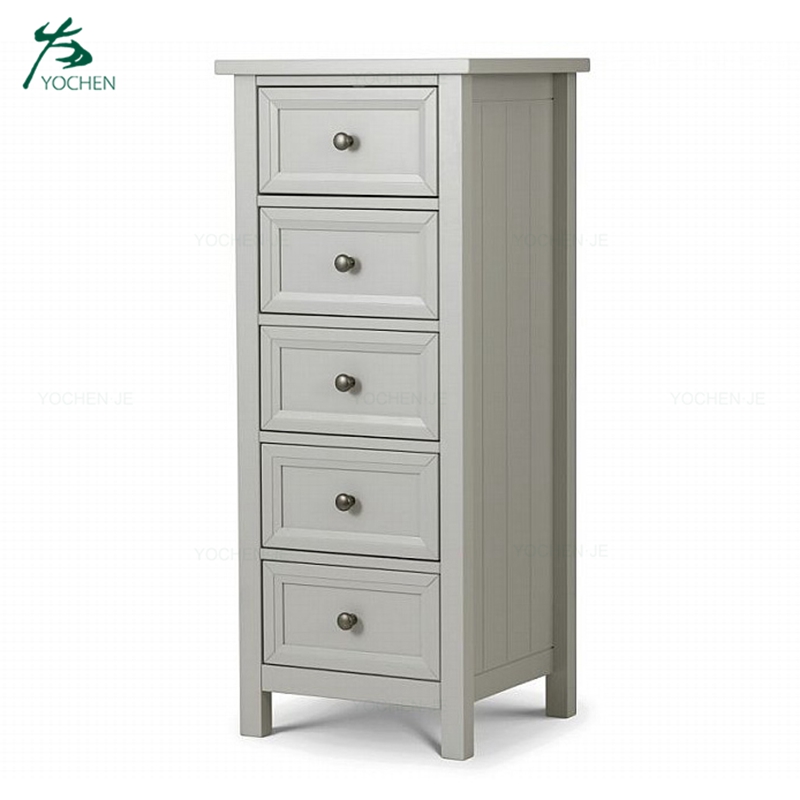 Wood bedroom furniture 5 drawer tallboy chest drawer furniture