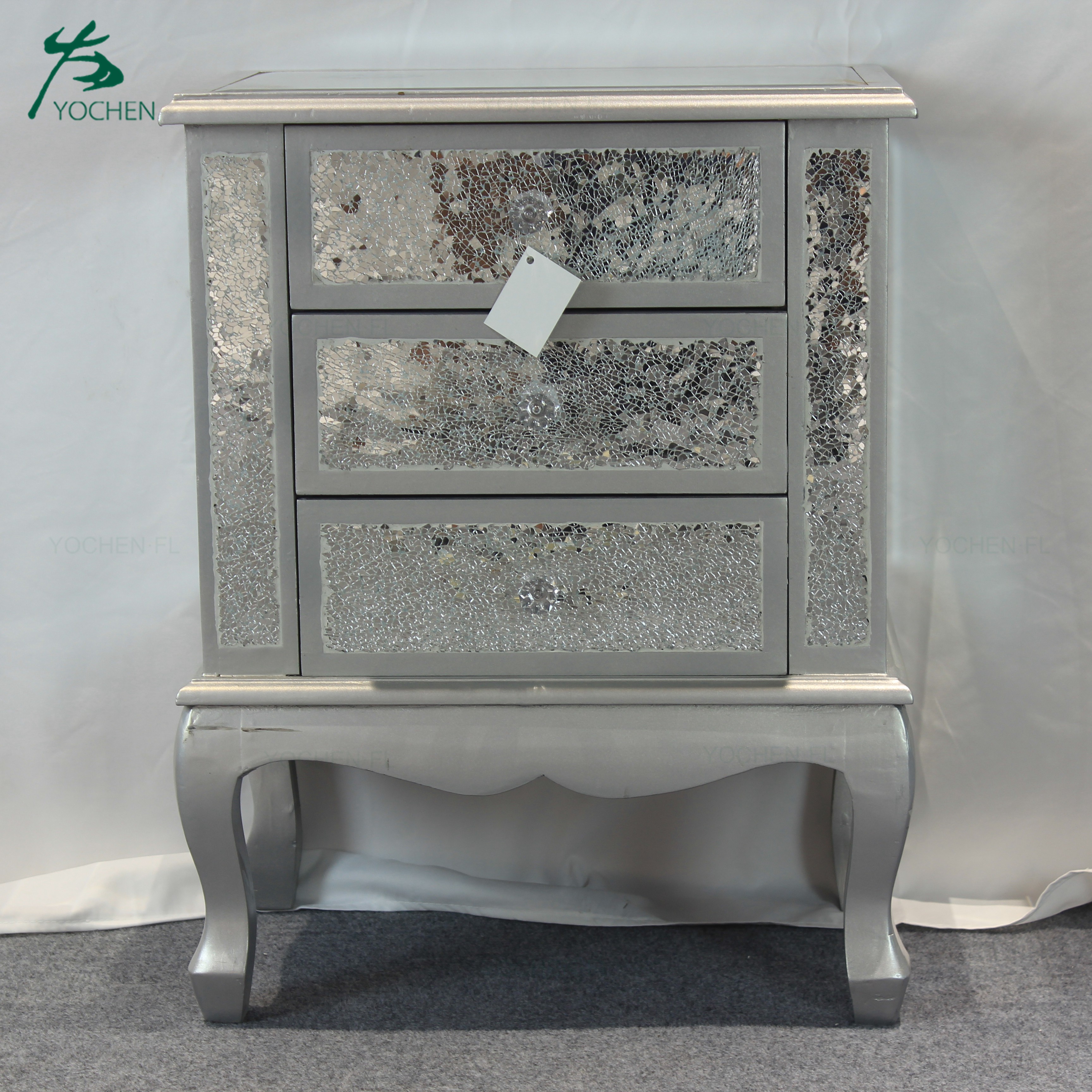 living room decorative wooden mirrored side cabinet