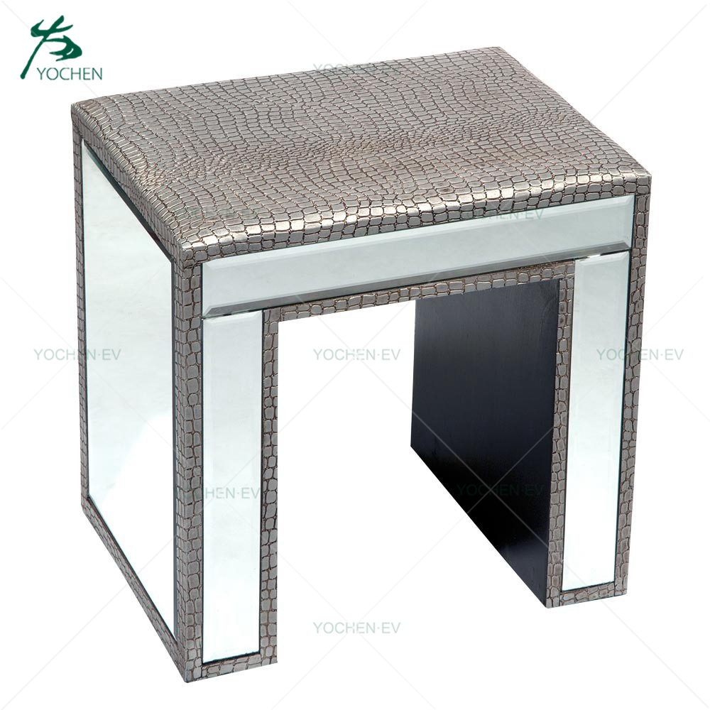 Clear Glass Mirrored Cube End Table