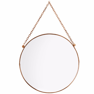 Small Round Copper Hanging Metal Frame Mirror