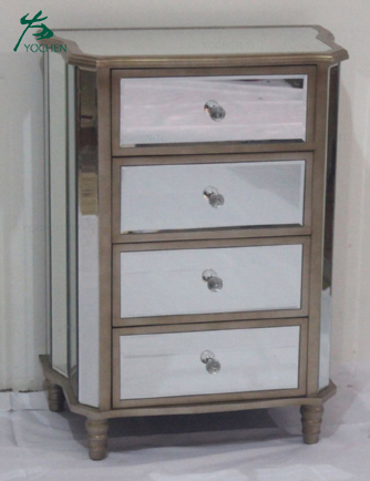 Gold Coast Collection 3-Drawer Mirrored End Table Weathered Gray