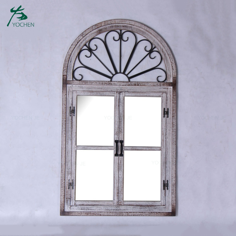Large antique window design metal frame full length wall mirror