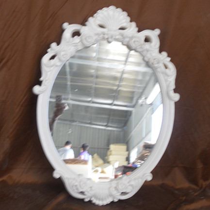 Polyresin ornate oval white designer french mirror frame