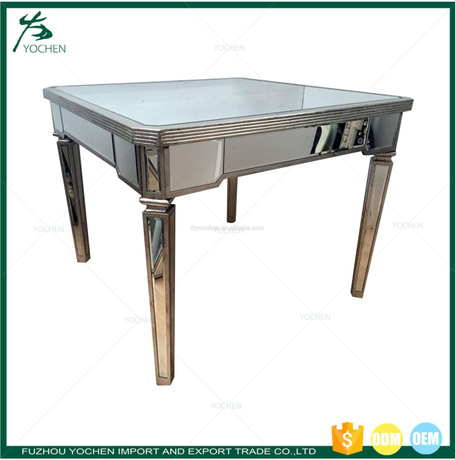Vintage Mirrored and Silver Wood Dining Table Coffee Table