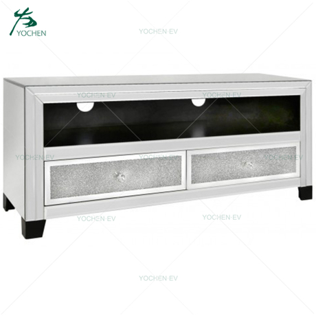Two Drawers Crushed Glass TV Stand