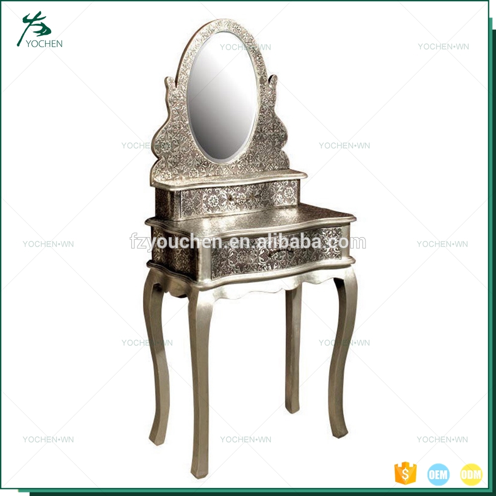 Industrial Copper Metal Embossed Iron Dressing Table Design