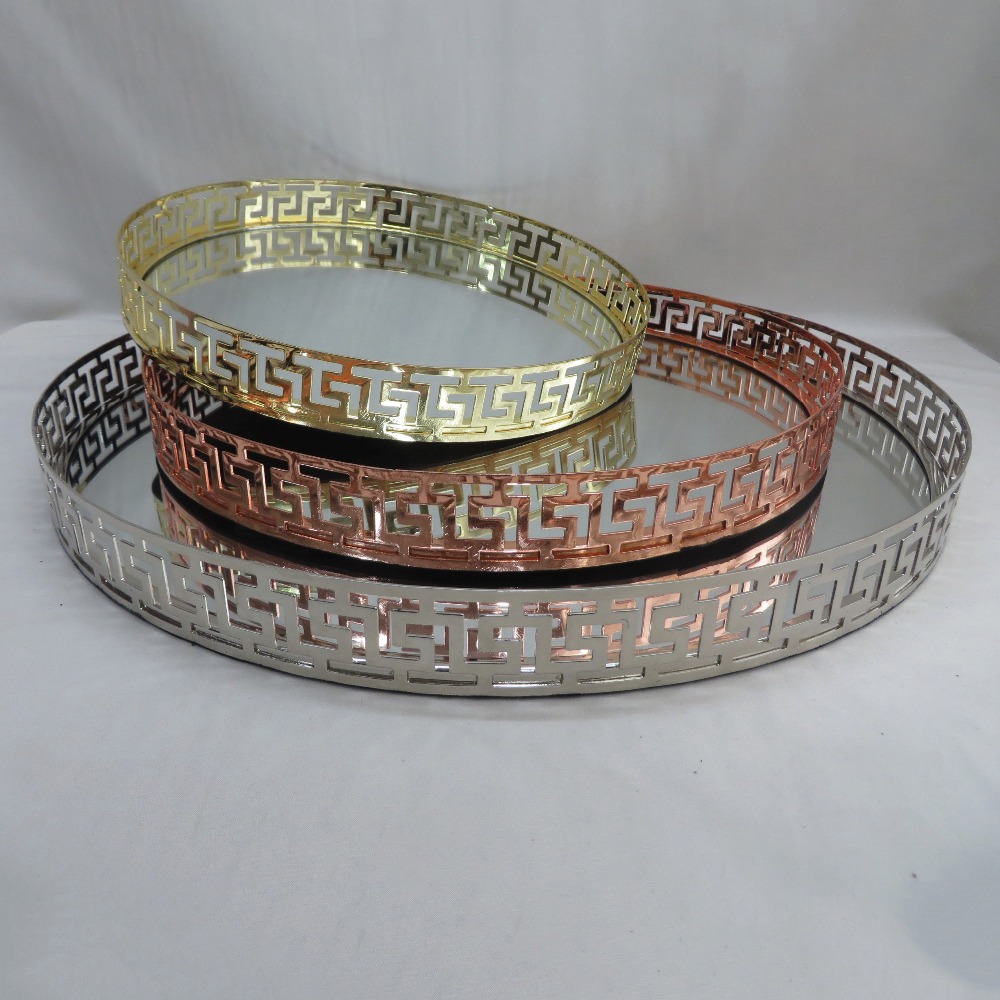 Mixing Color Nested Decorative Metal Mirrored Tray