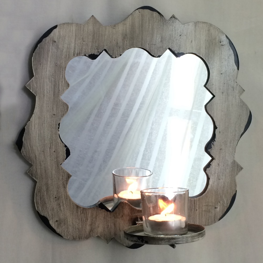 Antique wooden modern wall candle holder
