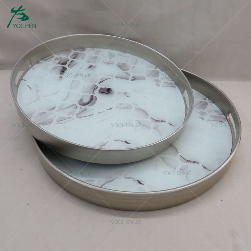 glass and metal material decorative serving trays for wedding