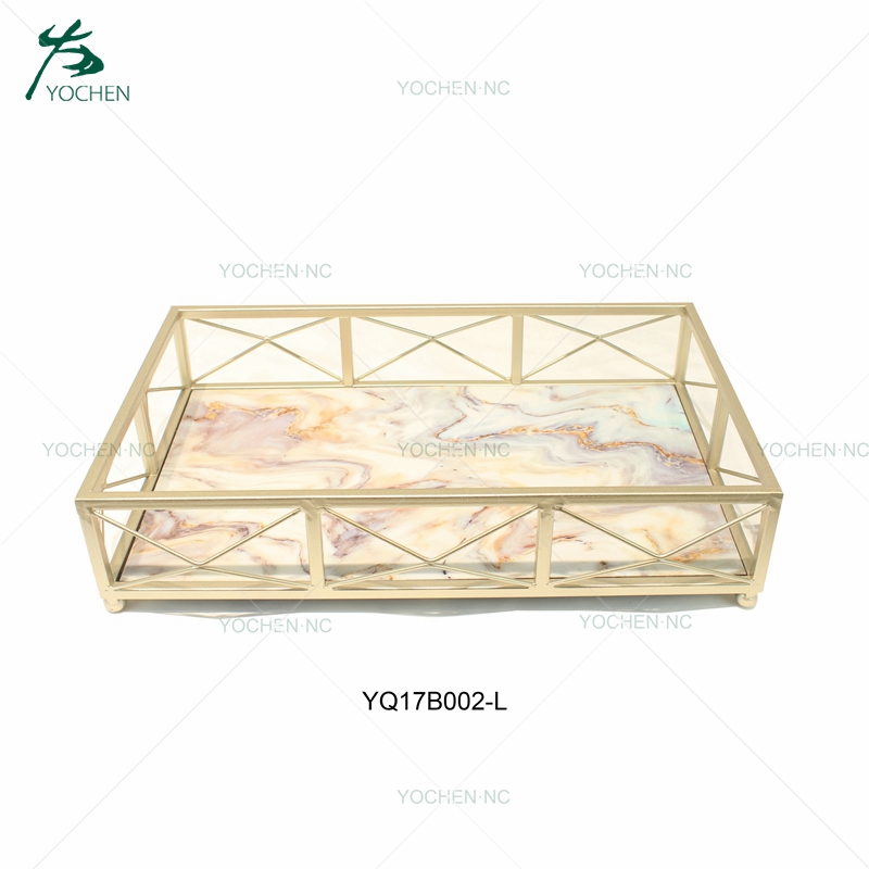 Table decor perfume serving marble metal tray