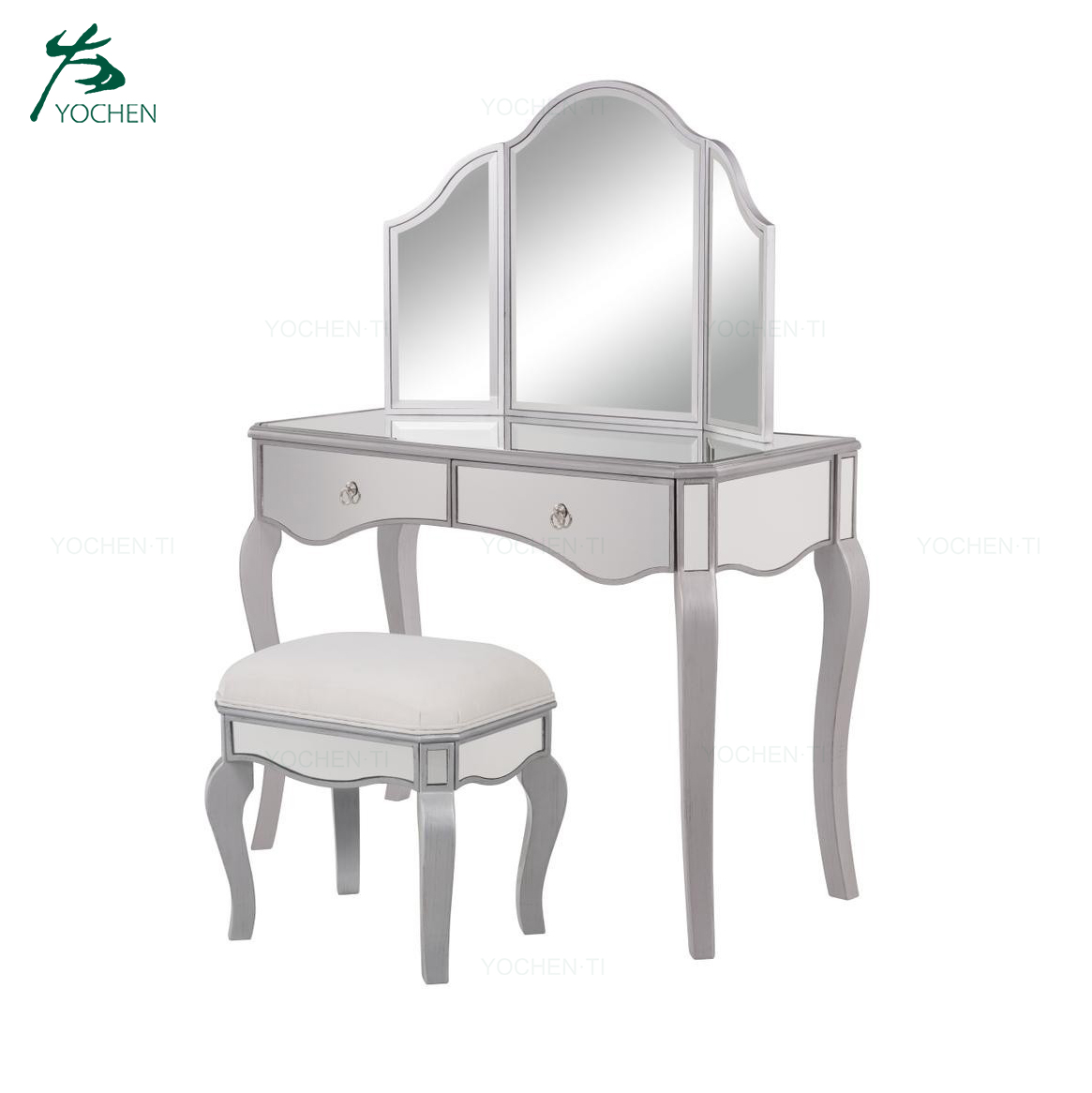 Bedroom furniture modern mirrored dressing table with drawer