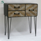Wooden frame antique console table with three drawers