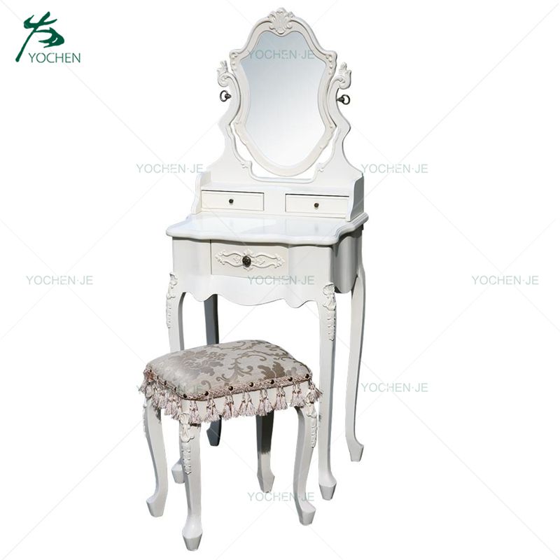 Wooden dressing table furniture white dresser with mirror