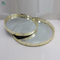 Round Mirror Glass Decorative Vintage Silver Metal Plate Drinks Display Tray