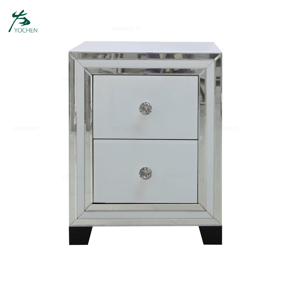 Home decoration clear mirrored 2 drawer bedside chest (56*35*38cm)