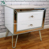 Wood Mirrored Comtempoaray 2 Drawer Bedside Side Table Storage Unit