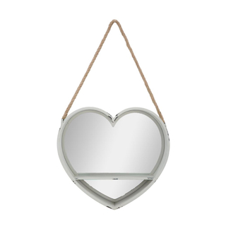 Heart shape hanging wooden decorative wall mirror