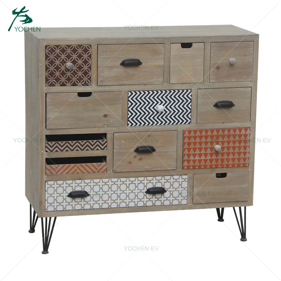 Home wood furniture silver 6 drawer wood chest