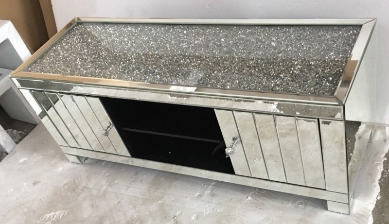 Diamond crushed furniture mirrored tv cabinet